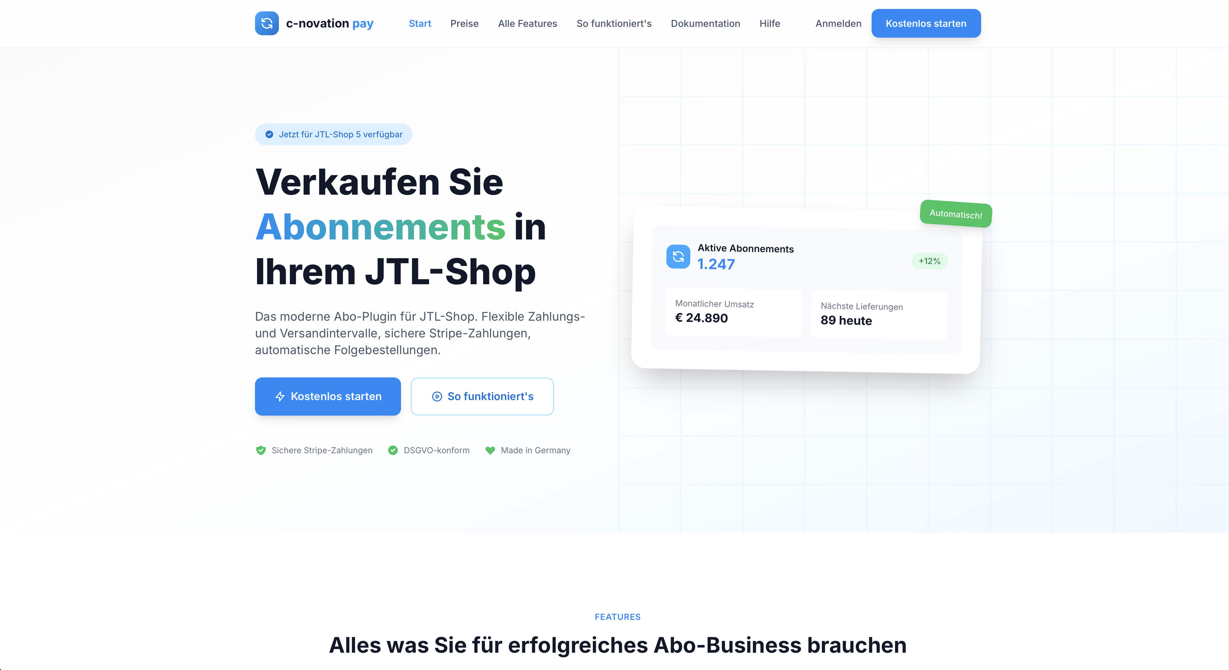 C-Novation Pay Abo-Plugin für JTL-Shop